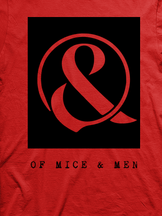 Layout da camiseta da banda Of Mice & Men