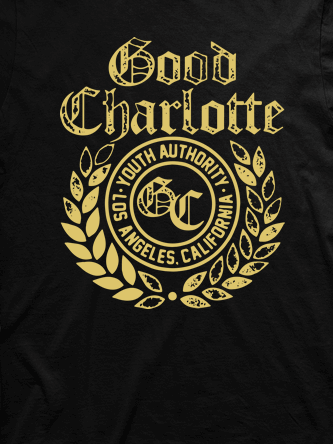 Layout da camiseta da banda Good Charlotte