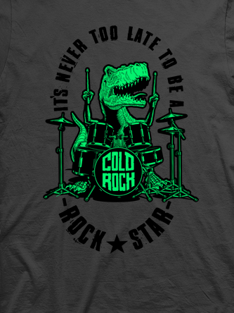 Layout da camiseta da banda Dino Drums Green
