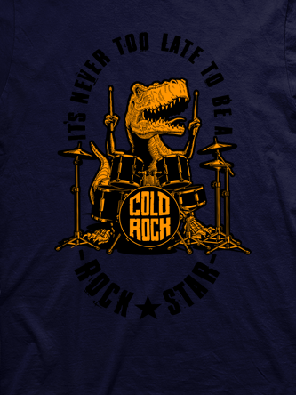 Layout da camiseta da banda Dino Drums Orange