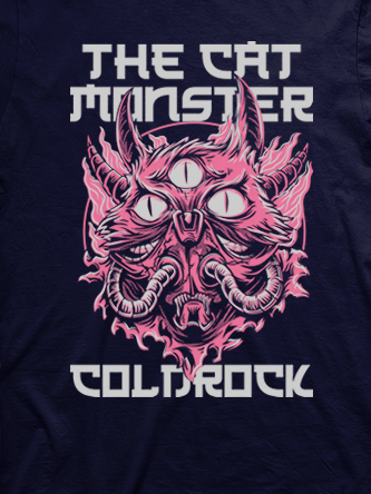 Layout da camiseta da banda Monster Cat Pink
