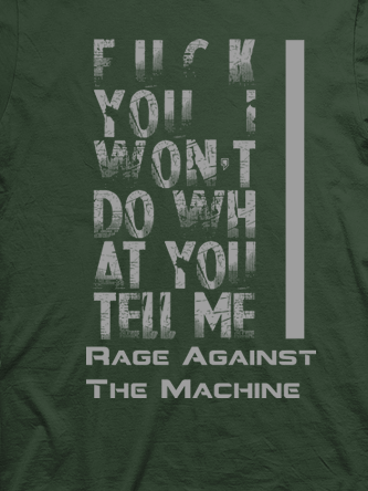 Layout da camiseta da banda Rage Against The Machine