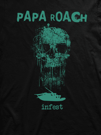 Layout da camiseta da banda Papa Roach