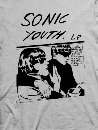 Layout da camiseta da banda Sonic Youth