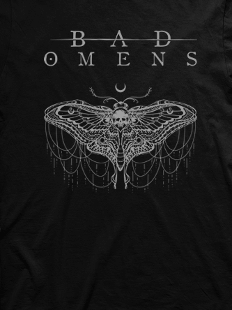 Layout da camiseta da banda Bad Omens