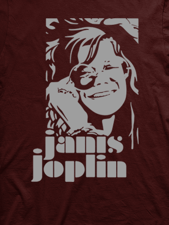 Layout da camiseta da banda Janis Joplin