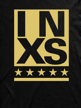 Layout da camiseta da banda INXS