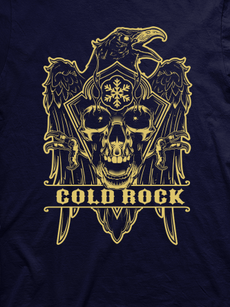 Layout da camiseta da banda Corvo Skull