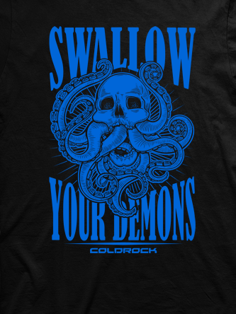 Layout da camiseta da banda Swallow Your Demons