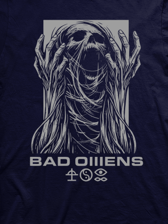 Layout da camiseta da banda Bad Omens