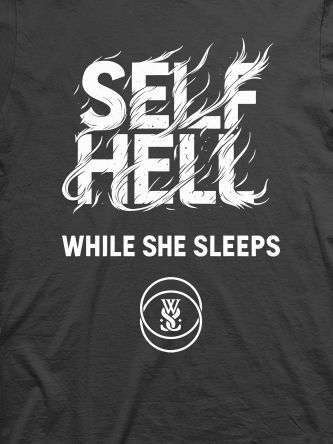 Layout da camiseta da banda While She Sleeps