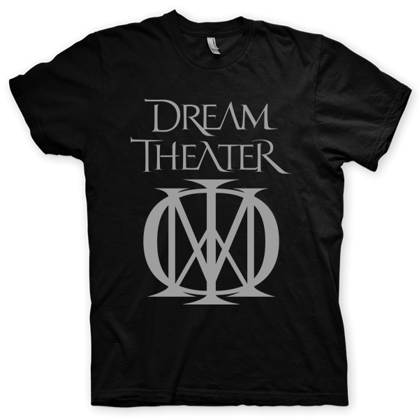 Montagem digital da camiseta preta com estampa azul com arte centralizada da banda Dream Theater, Illumination Theory