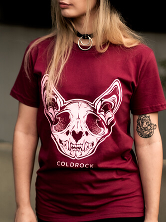 Layout da camiseta da banda Skull Cat Black
