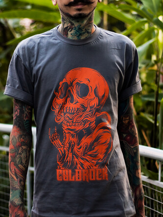 Layout da camiseta da banda Rock Skull